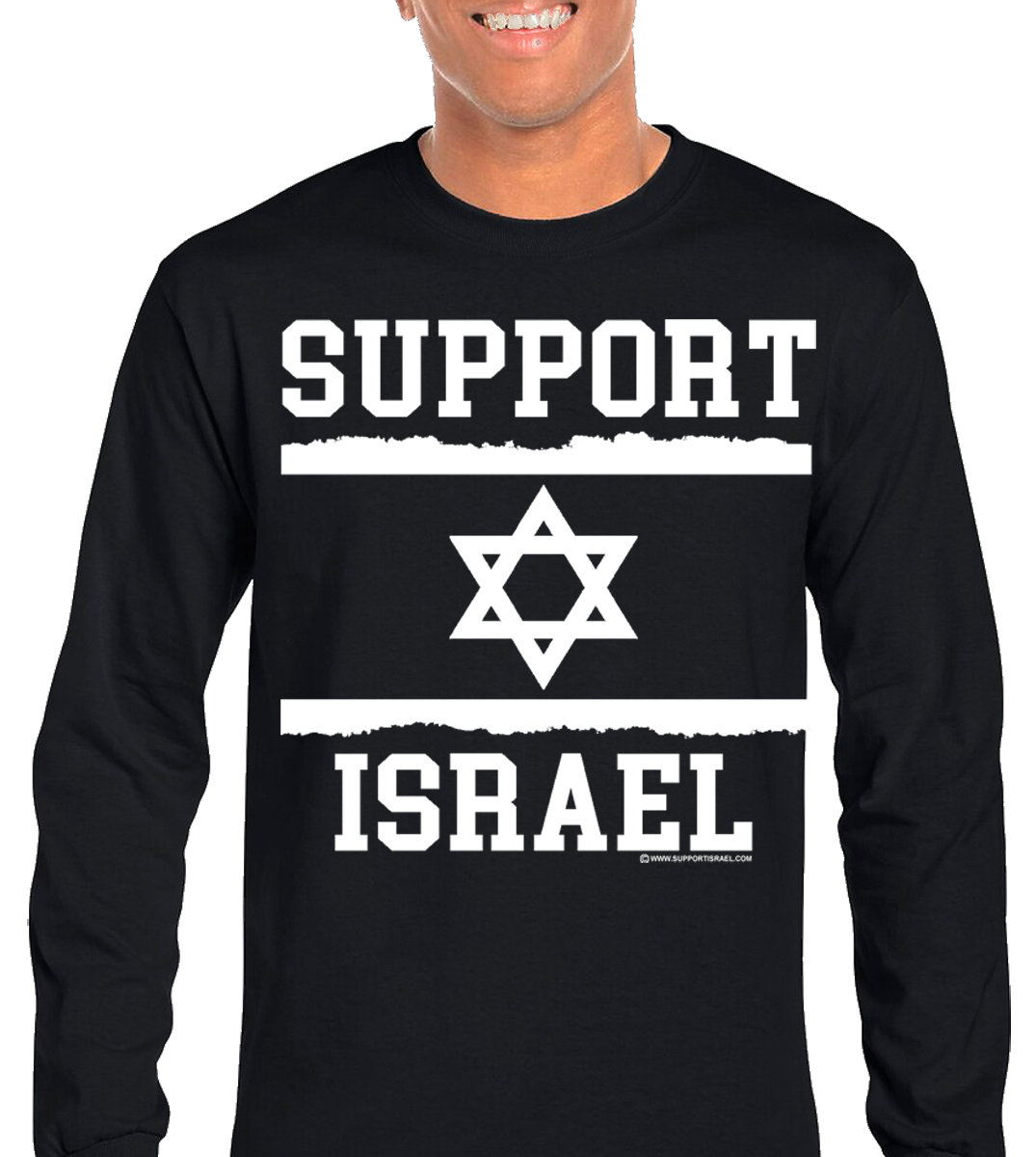 Support Israel Jagged Flag Long Sleeve T-Shirt - Image 4
