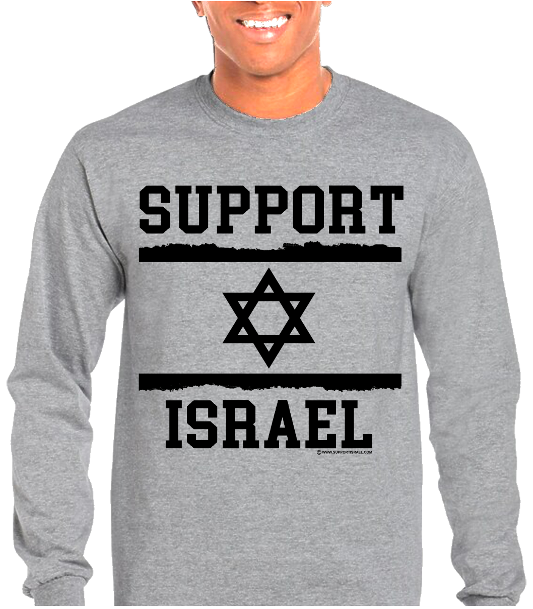 Support Israel Jagged Flag Long Sleeve T-Shirt - Image 3
