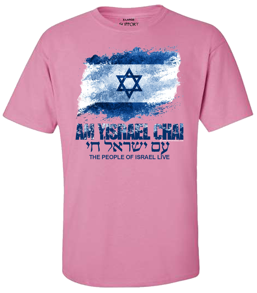 Am Yisrael Chai Israel Flag Distressed Design T-Shirt - Image 2
