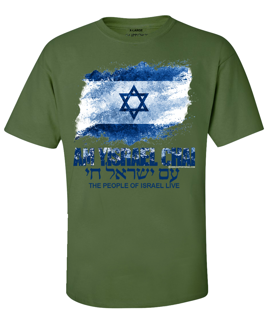 Am Yisrael Chai Israel Flag Distressed Design T-Shirt - Image 6