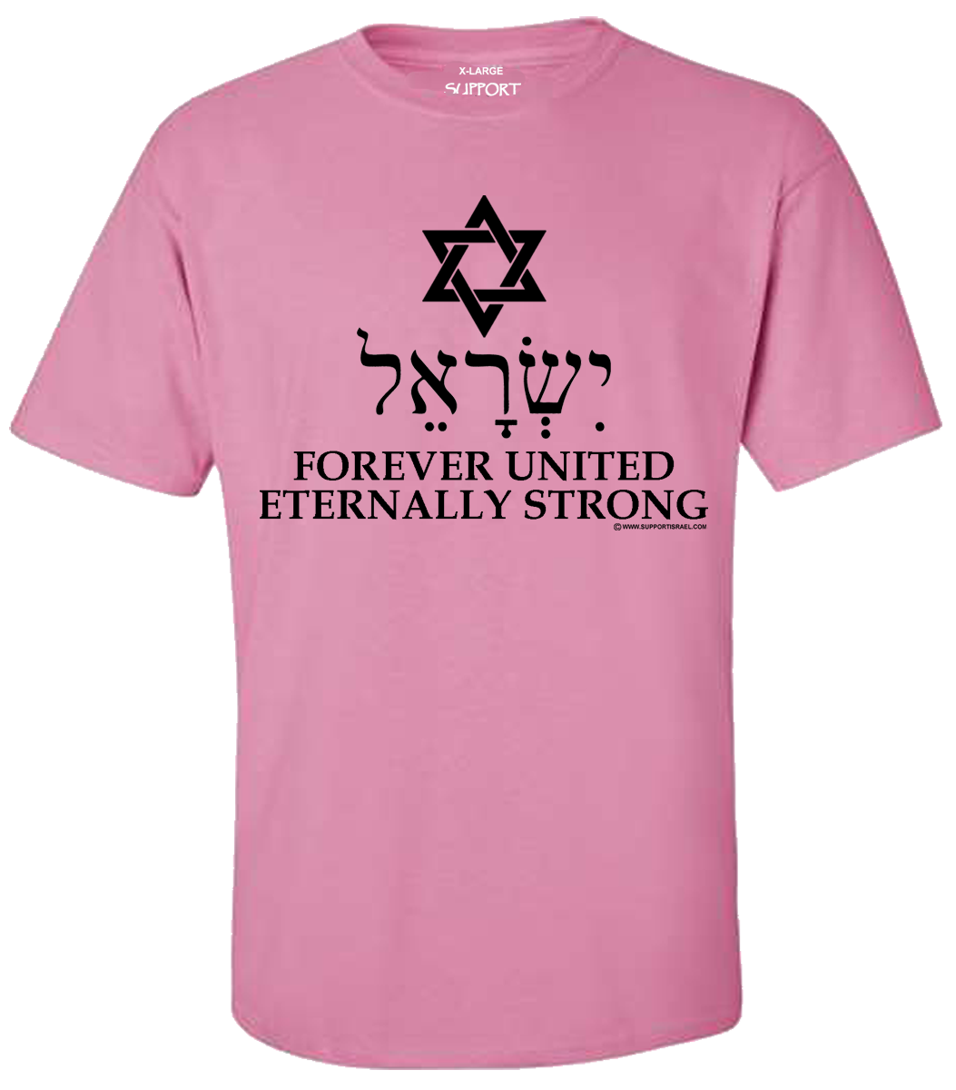 Forever United, Eternally Strong with Star of David and Israel in Hebrew T-Shirt - Image 4