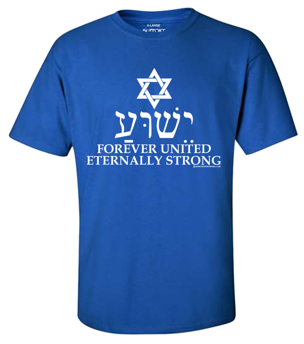 Forever United, Eternally Strong with Star of David and Israel in Hebrew T-Shirt - Image 3