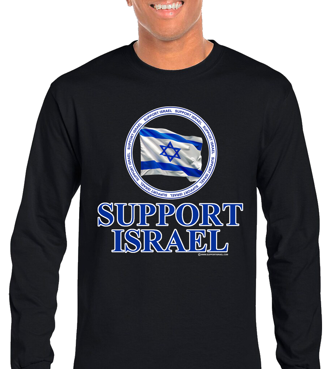 Support Israel Flag and Cirle Text design Long Sleeve T-Shirt - Image 4